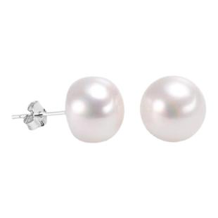 s999纯银天然淡水珍珠耳钉扁圆韩国女可爱银饰品耳饰品气质耳环