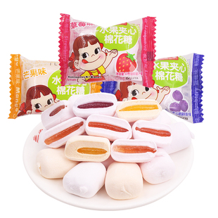 不二家棉花糖水果味夹心500g散装结婚庆喜糖果招待休闲小零食批发