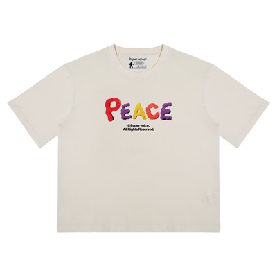 Papervoice和平标语美式复古T恤