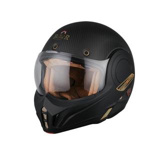 BR摩托车全盔碳纤维半盔后空翻揭面盔机车赛车双镜片男女四季通用