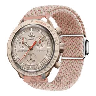 适用于欧米茄联名斯沃琪OMEGA SWATCH行星系列弹力尼龙编织磁吸回环手表带弧口男女情侣超霸星球行星系列腕带