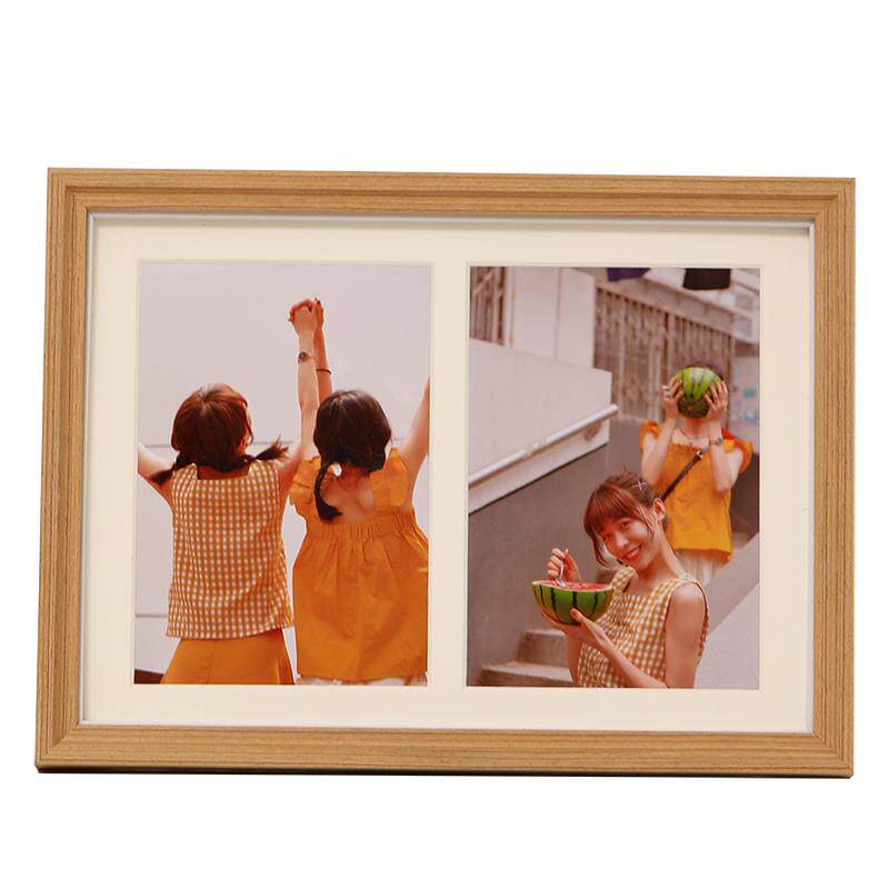 简约创意实木相框摆台加洗照片二联组合相片情侣婚纱6寸相架礼物