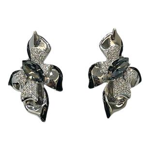 AOPOSS白姿[霜华鸢尾]耳钉耳夹女款原创设计鸢尾花耳饰个性时尚