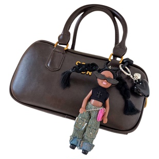 黑皮娃娃挂件高级感好看的钥匙扣diy阔腿牛仔裤黑妹汽车挂饰礼物