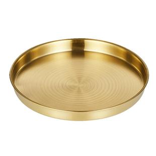 不锈钢盘子韩式圆盘商用金色平底托盘加厚凉皮锣锣蒸肠粉盘烤肉盘