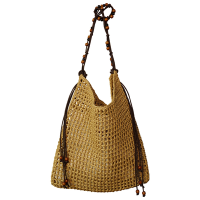 藤也家2026春夏草编镂空斜挎包