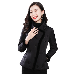 黑色羽绒服女气质短款冬季2025新款高级感修身显瘦保暖白鸭绒外套