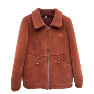 年轻妈妈装翻领加绒加厚毛呢外套冬季新款时尚减龄中老年保暖夹克