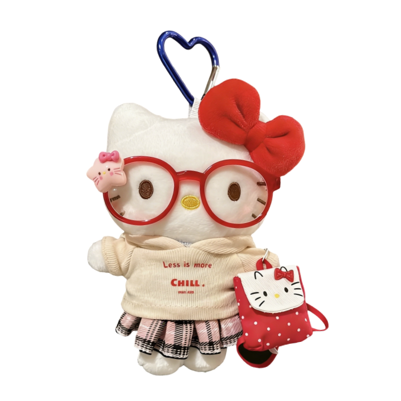 正版HelloKitty包挂件毛绒公仔眼镜KT猫闺蜜礼物可爱卡通潮玩挂饰