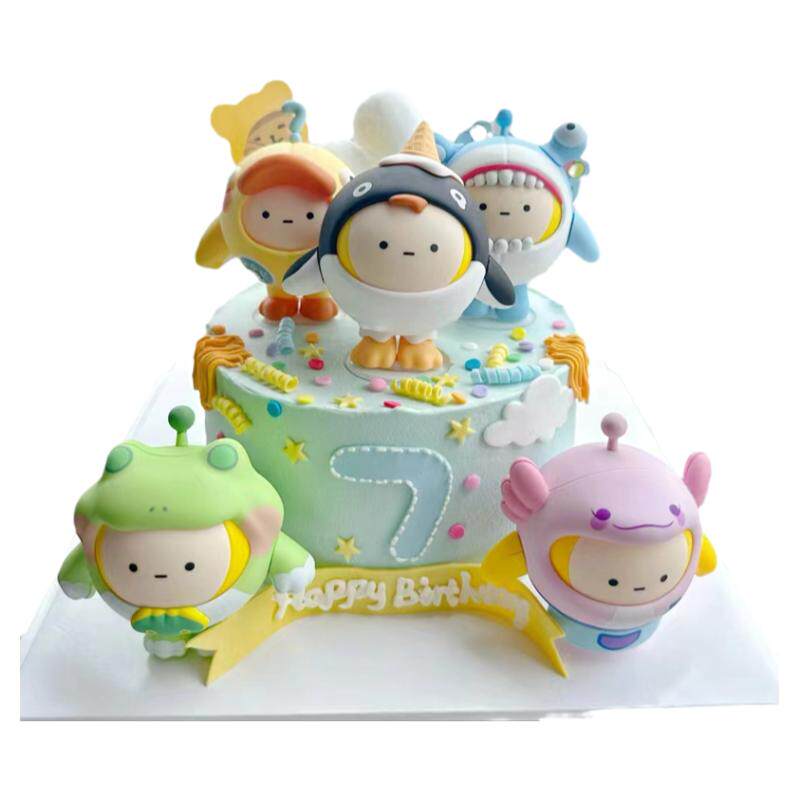 蛋仔派对公仔烘焙蛋糕摆件生日换装积木失心熊仔仔熊雪王蛋仔挂件