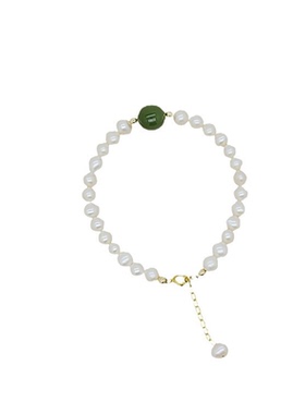 青黛猫眼石珍珠手链ins小众百搭