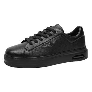 金利来男鞋秋季新款鹿皮透气休闲板鞋黑色时尚轻底缓震气垫鞋男士