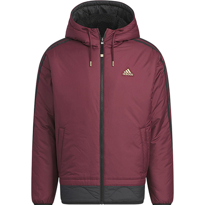 阿迪达斯男士双面穿连帽棉服