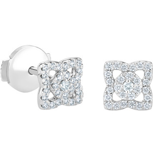 [礼物]戴比尔斯 Enchanted Lotus 莲花白金钻石耳钉（迷你款）