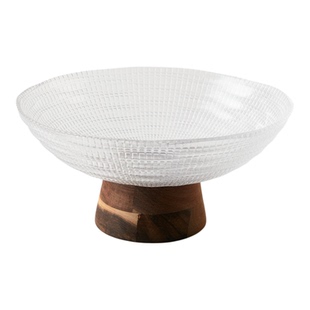 NITORI宜得利家居高脚果盘金线玻璃高脚果盘茶几玻璃零食盘果盘