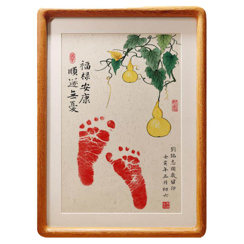 牛宝宝周岁手足印画百天纪念品