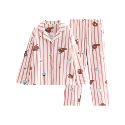 芬腾情侣睡衣春秋纯棉布朗熊长袖