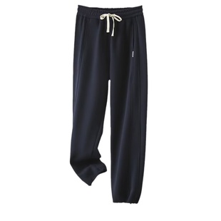 宛宛家大码裤子胖mm束口卫裤加绒加厚女胖mm松紧腰抽绳休闲运动裤