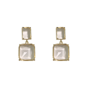 「朗姆酒碎冰」复古港风气质高级感时髦闪耀透明宝石耳环/耳夹