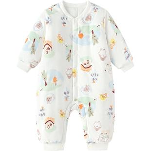 巴拉巴拉新生婴儿连体衣夹棉冬装2025款秋冬宝宝衣服爬服哈衣可爱