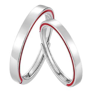 I Do&Co.一线牵999银月老红线夜光情侣对戒 纪念日礼物送男女朋友