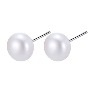 sanswood森吾S925纯银原创天然珍珠馒头耳钉女睡觉洗澡不用摘必入