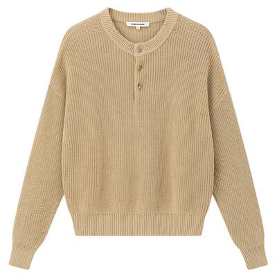 CLIMAX VISION可机洗32支全棉纱线慵懒老钱风亨利领毛衣针织衫