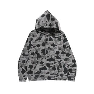 BAPE男装24年秋冬猿人刺绣标满印迷彩图案连帽卫衣114004N