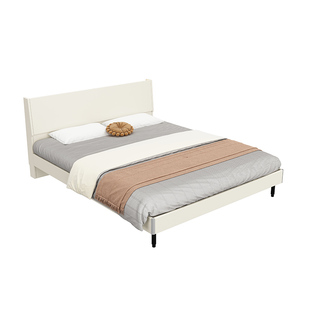 政补实木床1米8双人床1米5单人床榻榻米主卧奶油风北欧卧室家具