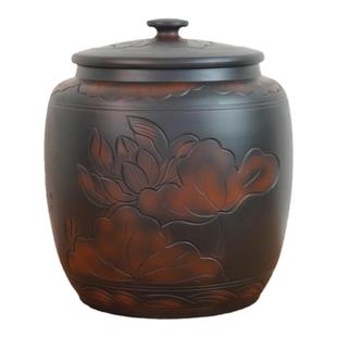 紫陶陶瓷水缸储水罐抽水家用水桶过滤茶水废水缸饮用净水桶带盖