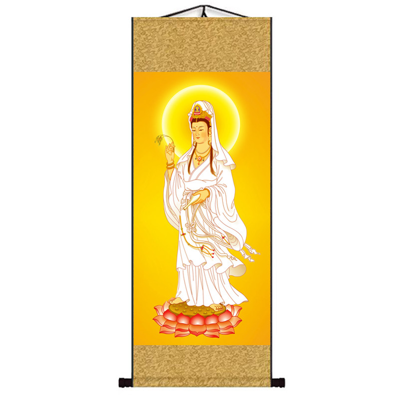 白衣观音菩萨神佛装饰画卷轴挂画