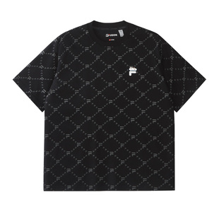 FILA FUSION斐乐潮牌情侣短袖t恤女26夏季新款萌宠老花半袖上衣男