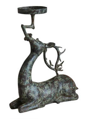 生财有鹿装饰摆件古典灯具蜡台