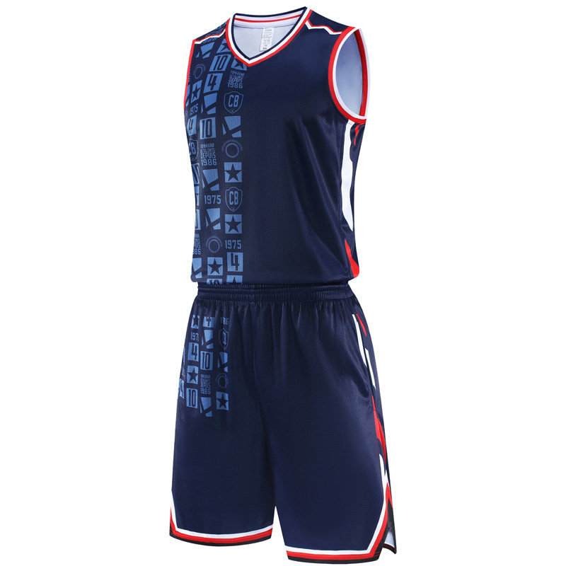 美式成人学生篮球服套装球衣夏季背心比赛训练服定制印字636宝蓝