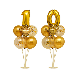 16寸金色数字桌飘气球立柱生日装饰包厢桌面布置儿童宝宝周岁宴会