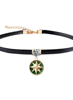 choker罗盘项链女个性短款锁骨链