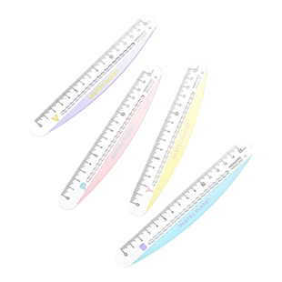 新品 日本kokuyo国誉淡彩星球波浪弯弯尺15厘米多功能简约创意中学生高中生绘图直尺多功能测量刻度尺子