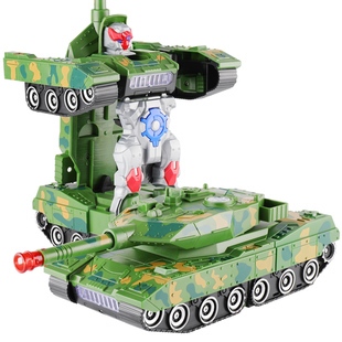 变形坦克机器人电动带音乐男孩4变身金刚玩具车5儿童2一3岁小汽车