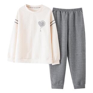 睡衣女款秋冬季纯棉大码夹层空气棉2026新款套头休闲家居服可外穿