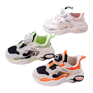 赫利俄斯透气男童鞋2026春季新款女童机能鞋小童幼儿童纽扣运动鞋