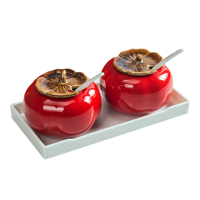 小吃店厨房陶瓷吉祥调味罐