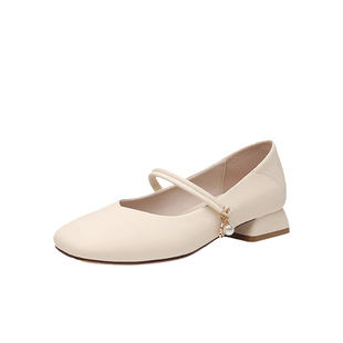 大东配裙子浅口单鞋女春季2026新款晚晚风法式粗跟玛丽珍小皮鞋女