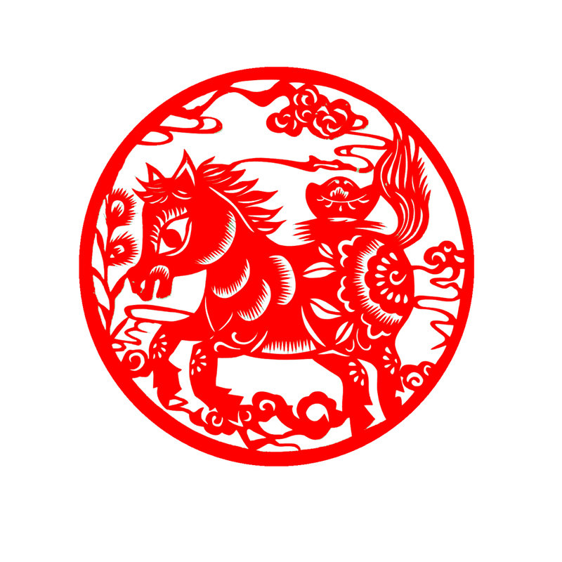 十二生肖剪纸成品贴画马年装饰贴纸客厅厨房餐厅瓷砖玻璃贴纸自粘