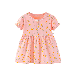 女童连衣裙夏季新款裙子洋气时髦宝宝衣服翠花连身小女孩公主裙子