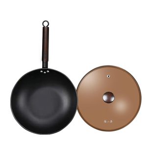 张小泉铁锅平底锅家用炒菜锅具无涂层炒锅电磁炉燃气灶通用已开锅