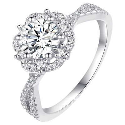 18K金轻奢1克拉圆钻幸福玫瑰钻戒