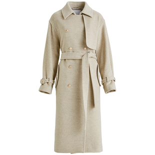 OBEG欧碧倩风衣式英伦驼绒大衣中长冬季款澳毛呢外套10464152