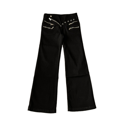 视觉系「异形」多拉链腰头微喇牛仔裤男美式高街亚系修身直筒裤子