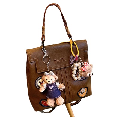 TOUTOU复古徽章包大容量双肩包