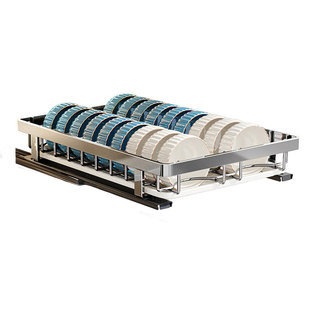 不锈钢碗碟收纳架橱柜内置抽屉式放碗盘置物架抽拉篮厨房沥水碗架